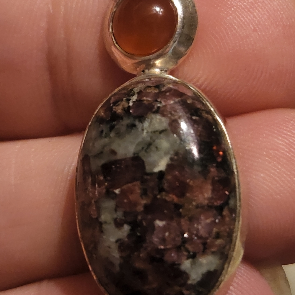 Rubelite & Carnelian Silver pendant - Picture 8 of 10